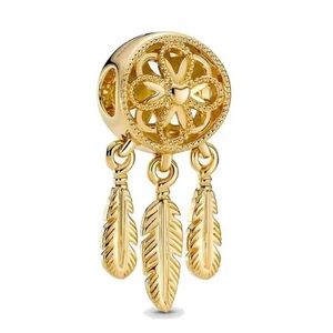 Sterling silver yellow gold plated dreamcatcher charm